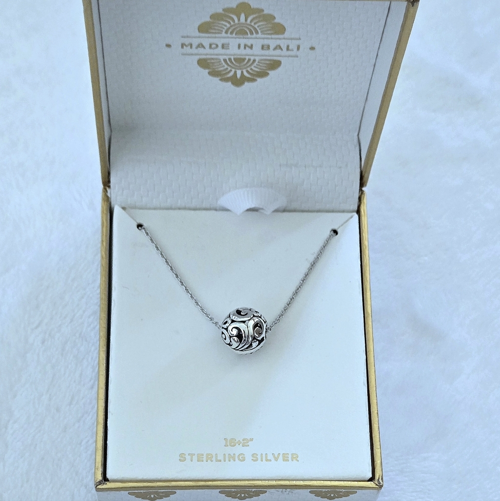 Annika Witt Sterling Silver🤍 Floating🛶 Scroll📜 Ball⚾️ Pendant Necklace - - Picture 14 of 15